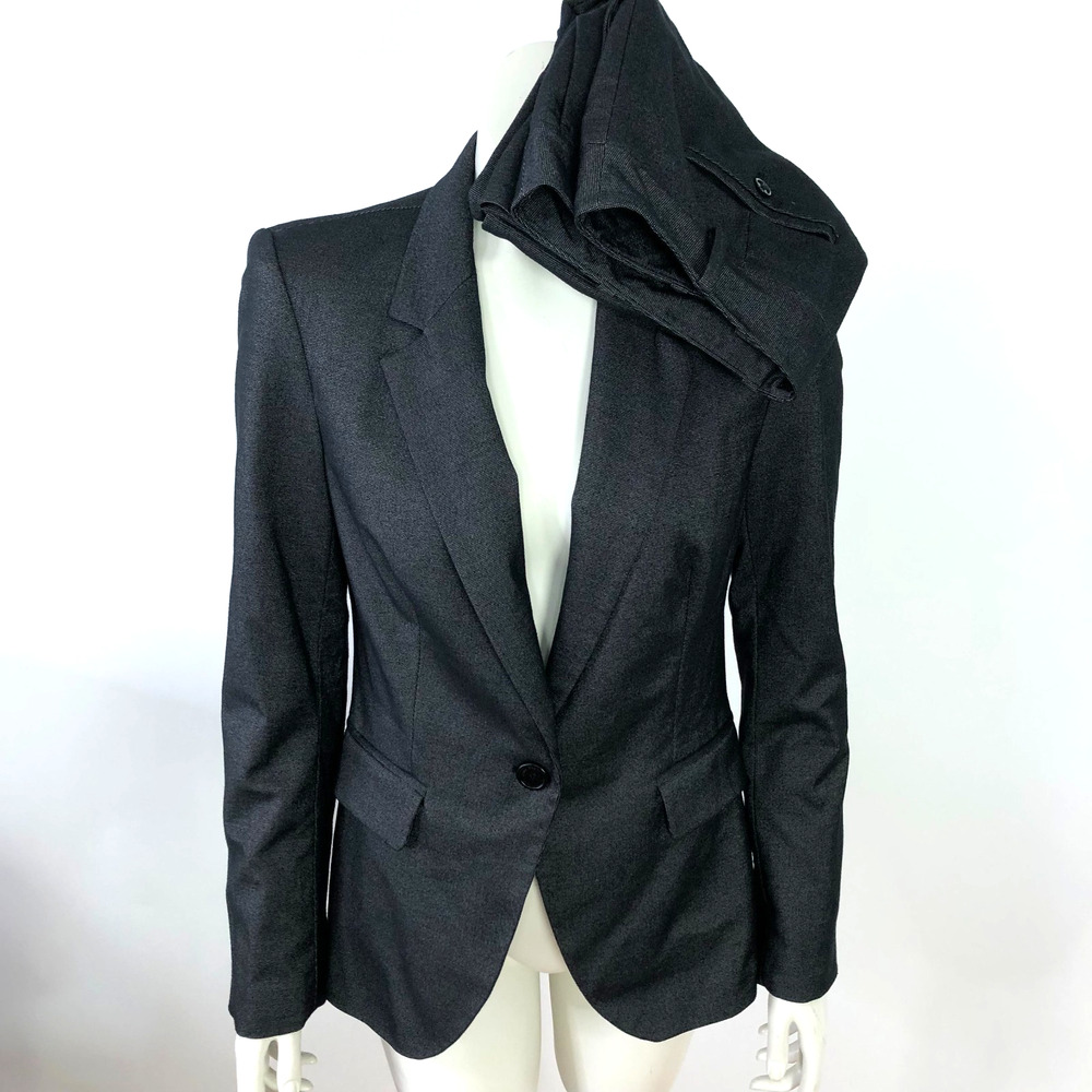 Zara 8 (Fit 32W 33.5L) Mid Rise Button Blazer Large Jacket Gray MINT Pattern